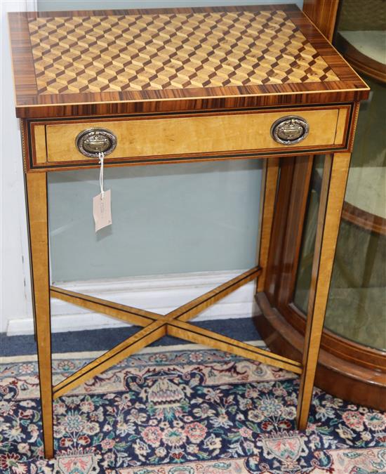 A pair of marquetry side tables W.55cm